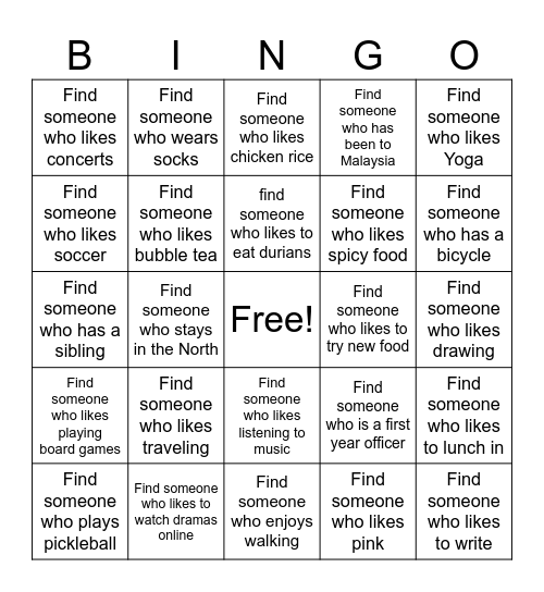 Find Someone Bingo Card