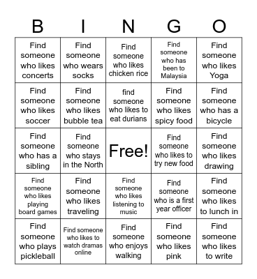 HUMAN Bingo Card
