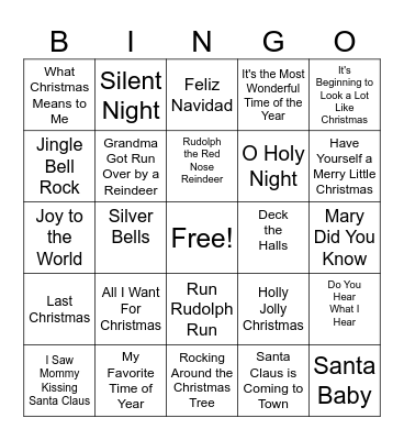 Christmas Music Bingo Card