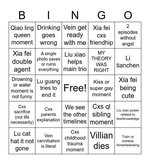 Yindu arc Bingo Card