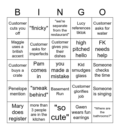 Burdick Bingo Card