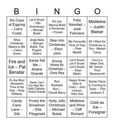 All Things Christmas! Bingo Card