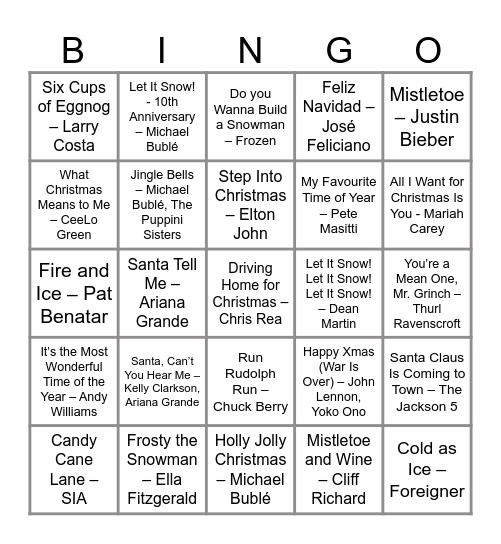 All Things Christmas! Bingo Card