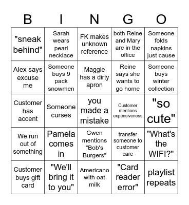 Burdick Bingo Card