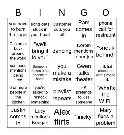 Burdick Bingo Card