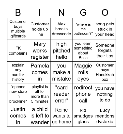 Burdick Bingo Card