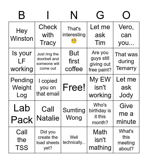 ACT For Life Bingo Card