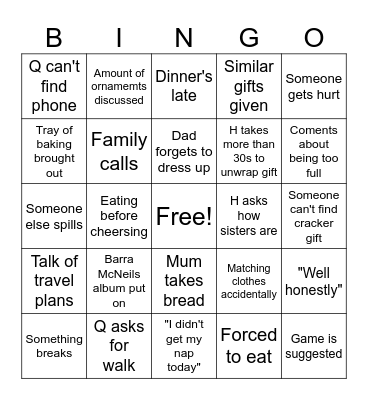 Lehmann Xmas Bingo Card