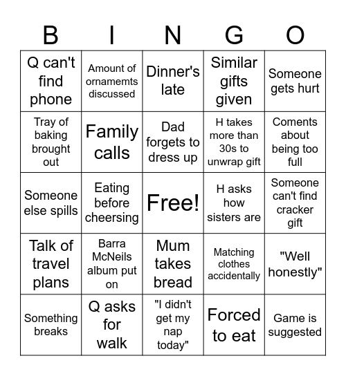 Lehmann Xmas Bingo Card