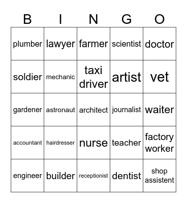 job Bingo Card