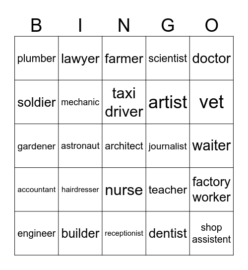 job Bingo Card