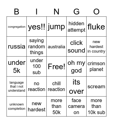 gd reaction bingo Card