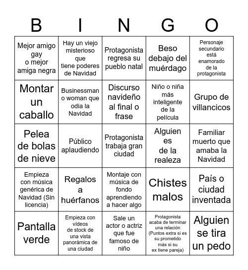 Bingo de Películas de Navidad Bingo Card