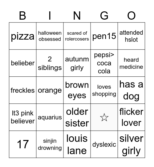 sabs Bingo Card