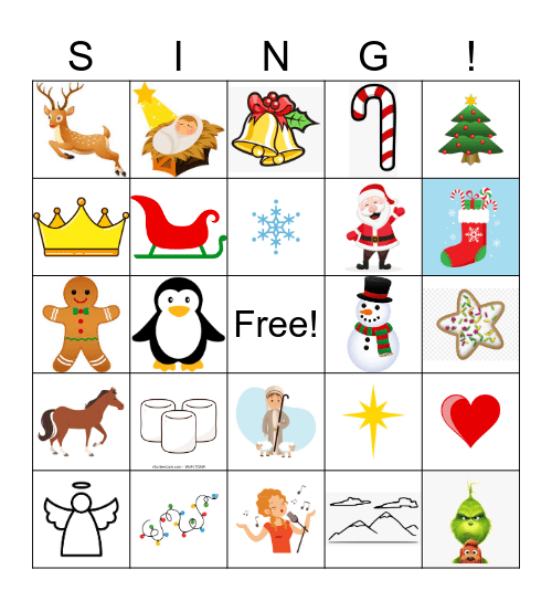 Christmas Song Bingo Card