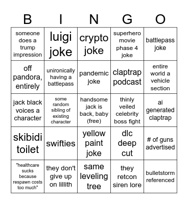 borderlands 4 hype!!! Bingo Card