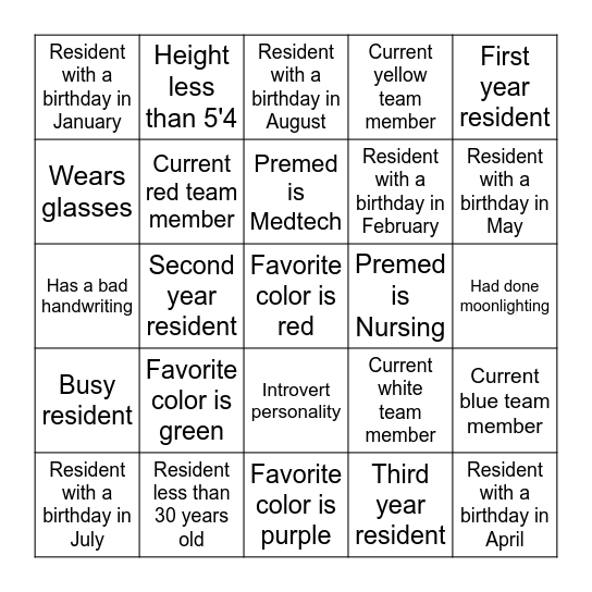 INTERNAL MEDICINE BINGO Card