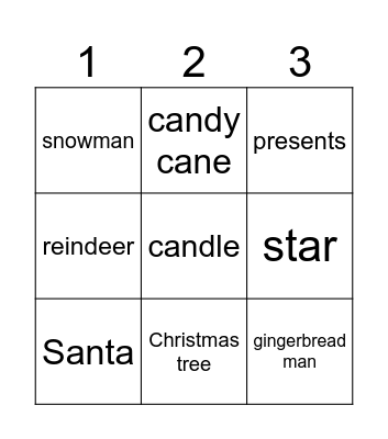 Christmas bingo Card