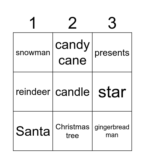 Christmas bingo Card