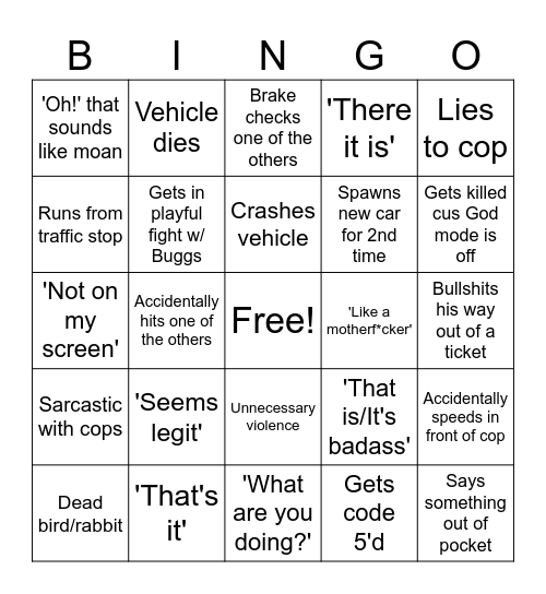 Polecat Bingo Card
