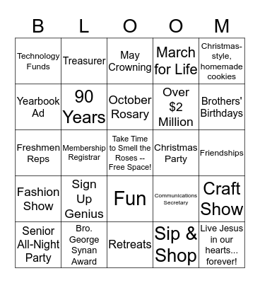 CBA Tea in the D...La Salle Bingo Card