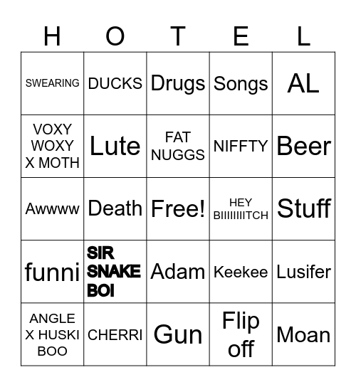 HAZBIN hotel Bingo Card