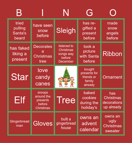 Holiday Bingo Card