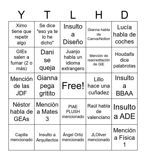 Ya te lo he dicho Bingo Card