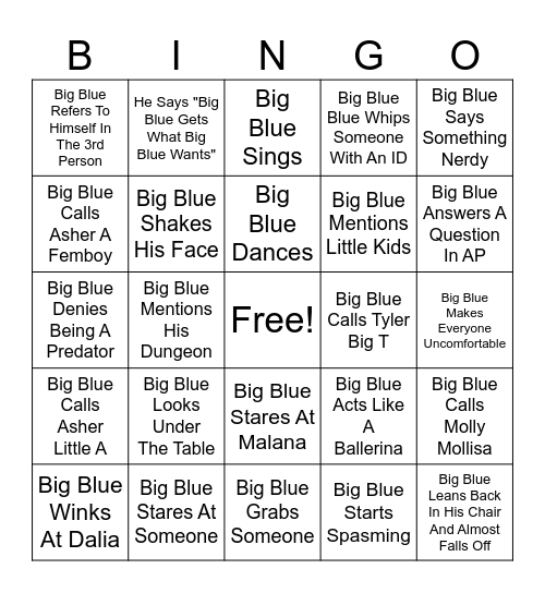 Big Blue Bingo Card