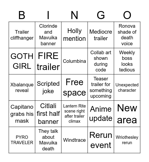 5.3 LIVESTREAM Bingo Card