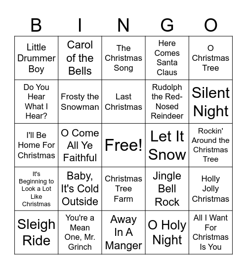 Christmas Singo Bingo Card