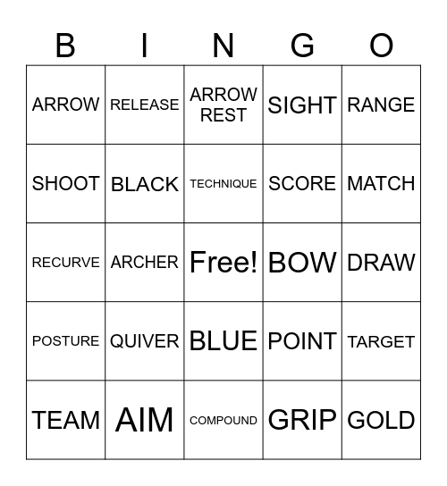 Archery Bingo Card