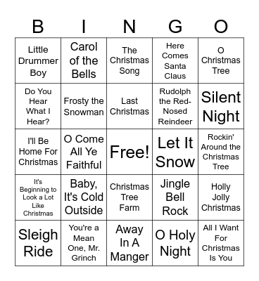 Christmas Singo Bingo Card