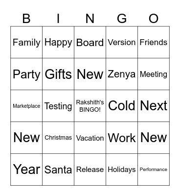 Rakshith's Bingo Card