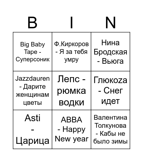 Новогоднее МузЛОТО Bingo Card