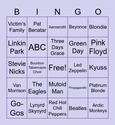 Winter 2024 AC Music Bingo Card