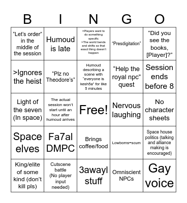 Humoud Dnd Extraveganza Bingo Card
