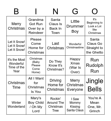 Vinstogo Julemusikkbingo Card
