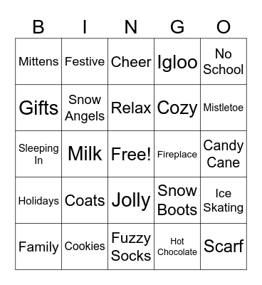Winter Break Bingo Card