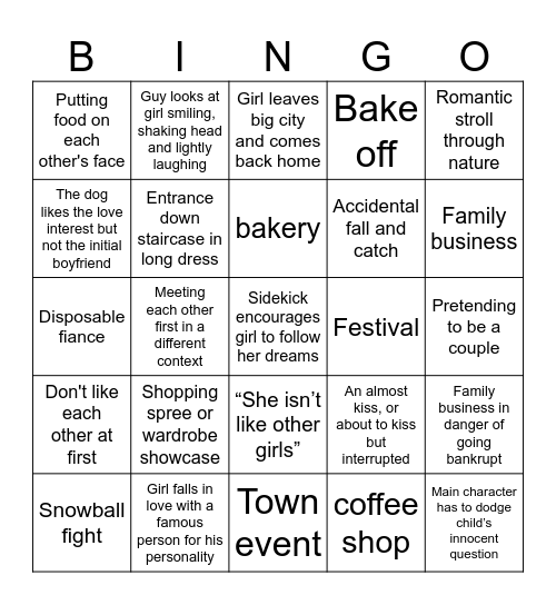 Hallmark Bingo Card