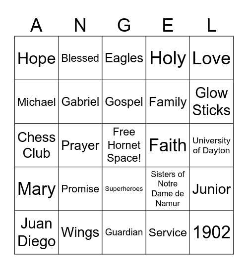 ANGEL Bingo Card