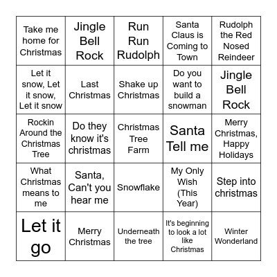 Christmas Music Bingo Card