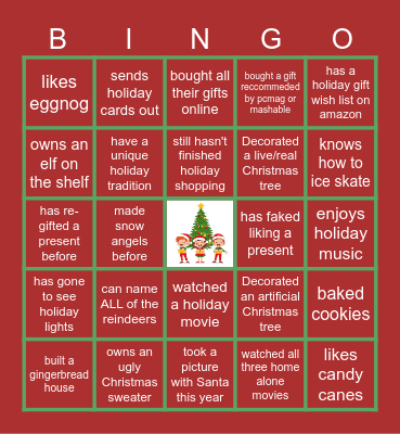 Virtual Holiday Bingo Card