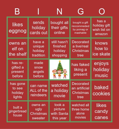 Virtual Holiday Bingo Card