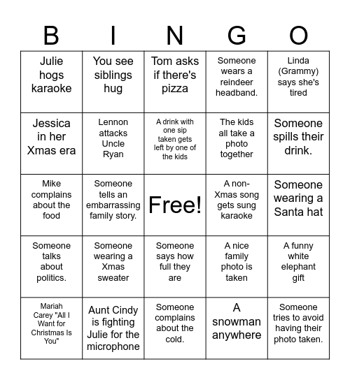 Christmas Bingo Card