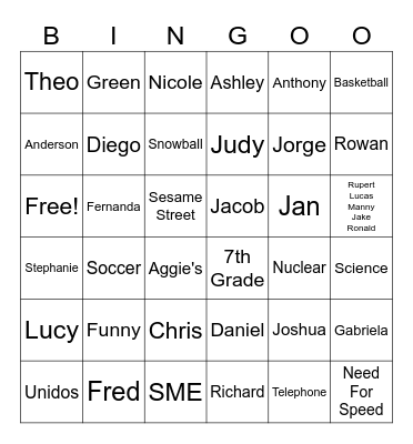 Sesame Street Bingo Card