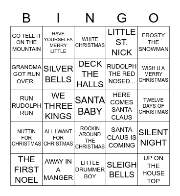 CHRISTMAS MUSIC BINGO Card