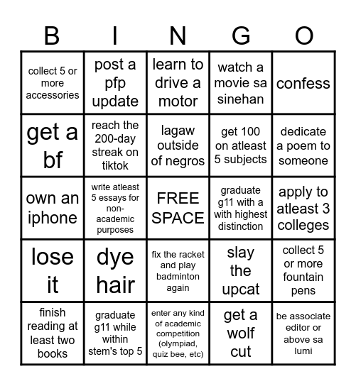 2025 Bingo Card