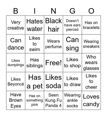 Get to know! Bingo Card