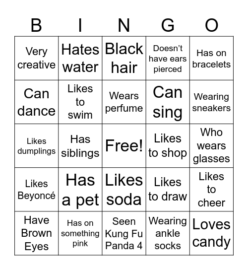 Get to know! Bingo Card